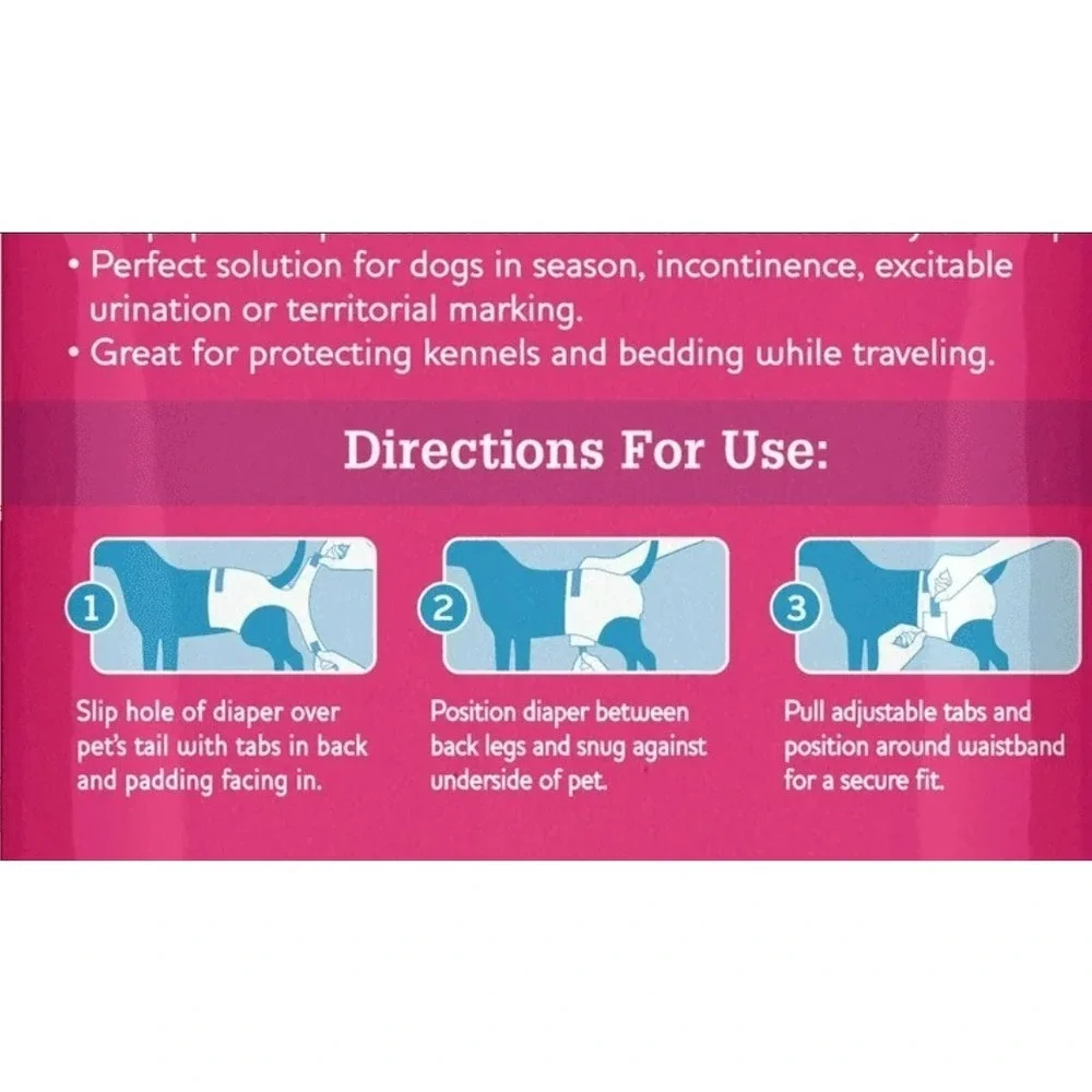 (2 pack) Vibrant Life Dog Diapers - Female Heat Dog size Lg - 12ct (opn package)